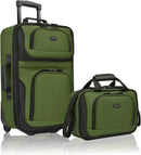 U.S. TRAVELER RIO RUGGED FABRIC EXPANDABLE CARRY-ON LUGGAGE SET - EVERGREEN - Brand New