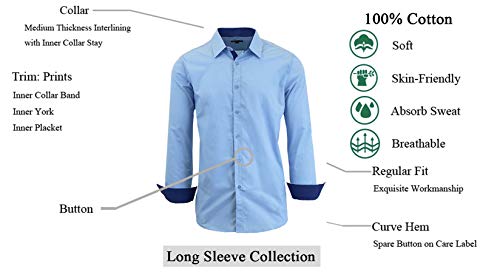 GALAXY BY HARVIC MEN'S LONG SLEEVE SLIM-FIT SOLID DRESS SHIRTS 2XL - LIGHT BLUE - Brand New