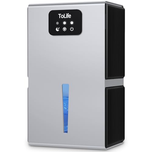 ToLife Dehumidifiers Bedroom, 95 OZ Auto Shut Off, 7 Colors LED TZ-C4S - Silver Like New