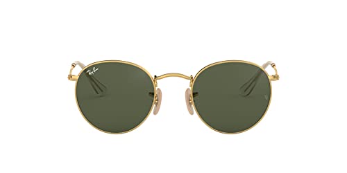 RAY BAN RAY-BAN RB3447N ROUND FLAT LENS SUNGLASSES GOLD/G-15 GREEN 53MM - Like New