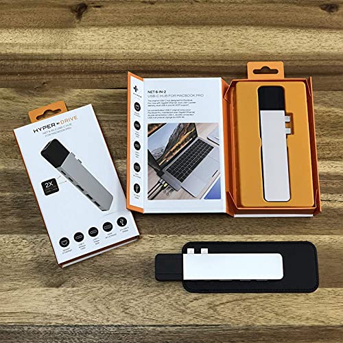 HYPER DRIVE USB C HUB NET 6-IN-2 FOR MACBOOK PRO AIR MULTI-PORT USB C - SILVER - Brand New
