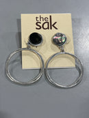THE SAK BLACK MOP EARRINGS - SILVER/BLACK - Brand New