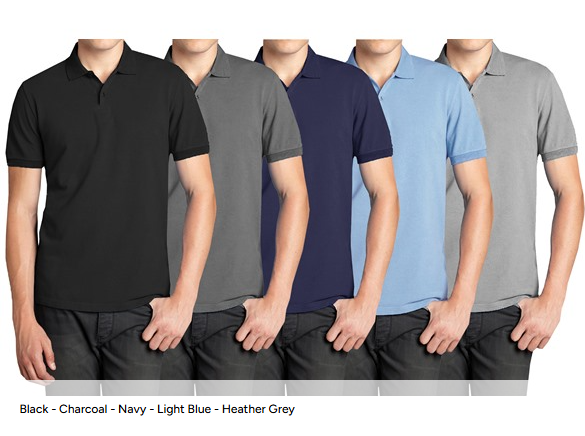 POLO AVENUE 5 PACK MEN'S CLASSIC POLO GOLF SHIRT - MEN L - BK/CHR/NV/LBLU/HEGRY - Brand New