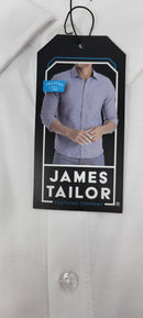 JAMES TAILOR MEN'S SHORT SLEEVE KNIT BUTTON DOWN SHIRT SIZE SIZE: MEN M - WHITE - Brand New