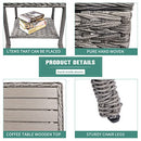 Rattan Coffee Table Wicker Square Side Table with PE Top - Brand New