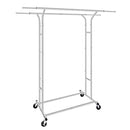 FISHAT SILVER HEAVY DUTY DOUBLE ROD GARMENT RACK HANGING CLOTHES, CHROME - Like New
