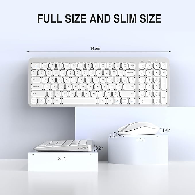 Cimetech Wireless Keyboard Mouse Combo Compact Less Noise KF002+M013 - Silver - Like New