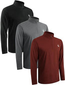 3 Pack Quarter Zip Pullover Men's Long Sleeve Sweatshirts Quick Dry - Brand New