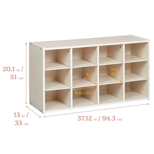 ECR4KIDS STREAMLINE 12 CUBBY TRAY STORAGE CABINET 3X4 CLASSROOM ELR-17432-WW - Like New
