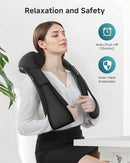SNAILAX SHIATSU BACK NECK MASSAGER WITH HEAT NECK SHOULDER MASSAGER - COAL BLACK - Like New