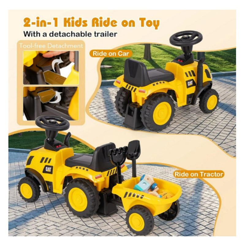 CAT NEW BEST RIDE ON CARS CAT TRACTOR TRAILER FOOT TO FOOT RIDING - YELLOW/BLACK - Like New