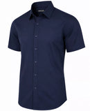 JAMES TAILOR SHORT SLEEVE DRESS BUTTON DOWN SHIRT - SIZE: MEN M - NAVY - Brand New