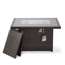 LEISUREMOD WICKER 55,000 BTU FIRE PIT TABLE WITH REMOVABLE LID - DARK BROWN - Like New