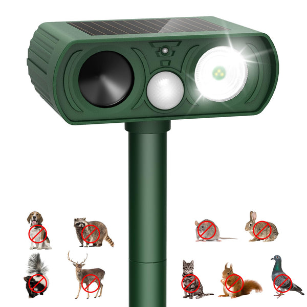 PIMAG UPGRADED SOLAR ULTRASONIC ANIMAL REPELLANT REPELLER, LC-809 - GREEN - Like New