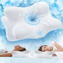 VUTEEHY CERVICAL NECK PILLOW, PAIN RELIEF SLEEPING, COOLING PILLOWCASE - WHITE - Like New
