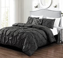 Casa Platino Grey Queen Comforter Set 4 Piece, Pinch Pleat Down - B09B4FVB6T - Brand New