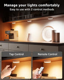 Tedmos USB Rechargeable LED Puck Lights Control, 2400mAh Battery, White - Like New