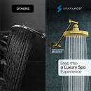 SPARKPOD 6” ROUND SHOWER HEAD + 16” SHOWER ARM EXTENSION - EGYPTIAN GOLD - Like New