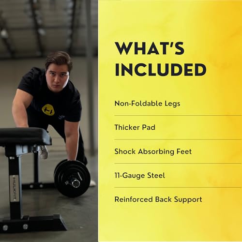 HULKFIT HEAVY-DUTY ADJUSTABLE UTILITY FLAT INCLINE DECLINE WEIGHT BENCH - BLACK - Like New