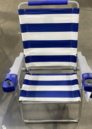 RIO BEACH RIO BRANDS 17" EXTENDED HEIGHT 4-POSITION FOLDING BEACH - BLUE WHITE - Like New