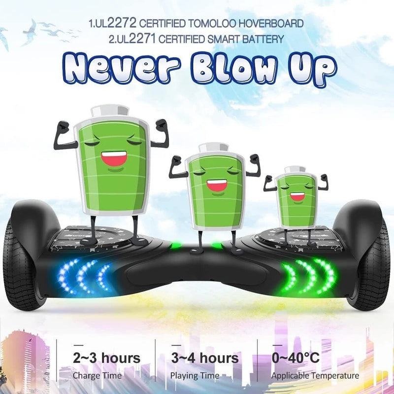 TOMOLOO HOVERBOARD WITH BLUETOOTH SPEAKER - BLACK - Like New