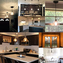 LANROS Farmhouse Kitchen Pendant Lighting Handblown Clear Seeded Glass 2 Pack - Brand New