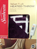 Sunbeam Heated Throw Latice Eggplant Purple 50"x60" 3 Heat Settings Reversible - Brand New