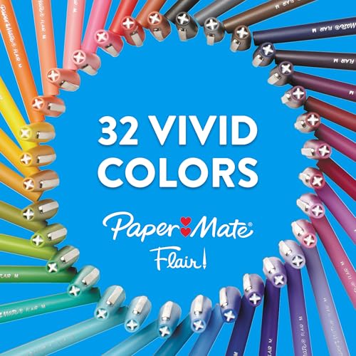 PAPER MATE FLAIR FELT TIP PENS MEDIUM POINT (0.7MM) RED 4 COUNT - RED - Brand New