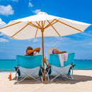 HAUSHOF Low Beach Chair Mesh Back Folding Chair Lightweight Low Seat BLUE/WHITE - Like New