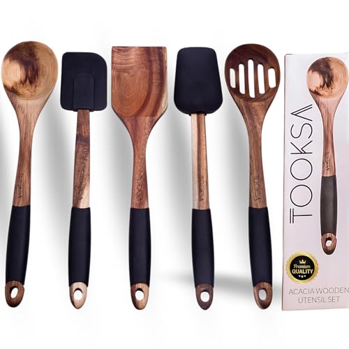 TOOKSA PREMIUM 5 PIECE ACACIA UTENSIL SET BLACK TKS-ACAUTENSIL-5P-BK - Like New