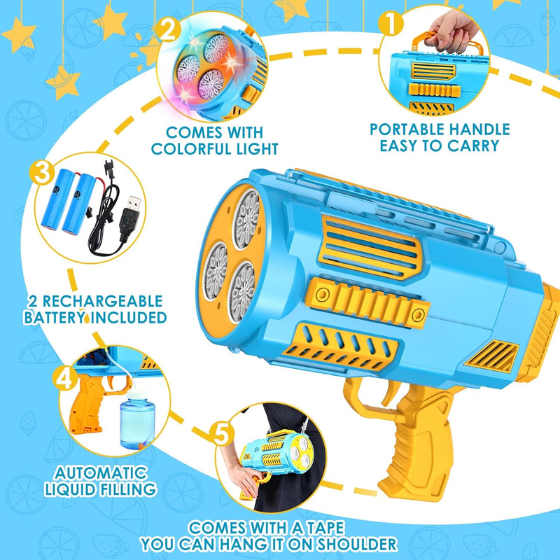 BMONATY Bubble Machine Automatic Bubble Gun for Kid Rocket Bubbles - BLUE - Like New