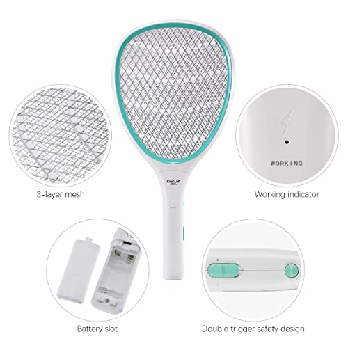 FAICUK 2 PACK BUG ZAPPER RACKET ELECTRIC FLY SWATTER - WHITE/LIGHT GREEN - Like New