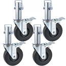 VEVOR 4 PACK 5INCH SCAFFOLDING RUBBER SWIVEL CASTER WHEELS DUAL LOCKING - BLACK - Like New