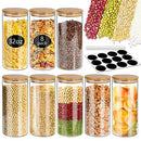 SLifeJars - Set of 8, 32 oz. Airtight Glass Jars with Bamboo Lids, B0CF21F84Z - Brand New