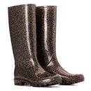 KomForme Women Knee High Waterproof Rain Boots, Glitter Dark, Size 8 - Like New