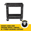 Rubbermaid Commercial Products 2-Shelf Utility/Service Cart Medium Black - Brand New
