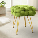 ACEHOME SQUARE OTTOMAN FOOTREST, VELVET FOOTREST STOOL, VANITY STOOL - GREEN - Like New