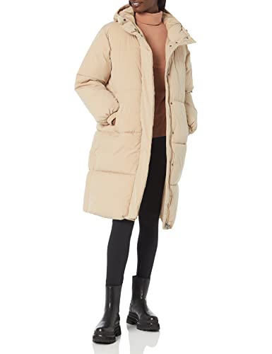 AMAZON ESSENTIALS WOMEN'S OVERSIZED LONG PUFFER JACKET PLUS SIZE TAN XL - Brand New