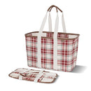 CLEVERMADE COLLAPSIBLE LUXE TOTE - REUSABLE GROCERY TOTE RED CHECKER - Brand New
