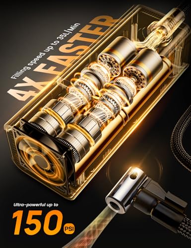 LAMICALL PORTABLE CAR TIRE INFLATOR 4X FASTER CORDLESS AIR COMPRESSOR - BLACK - Like New