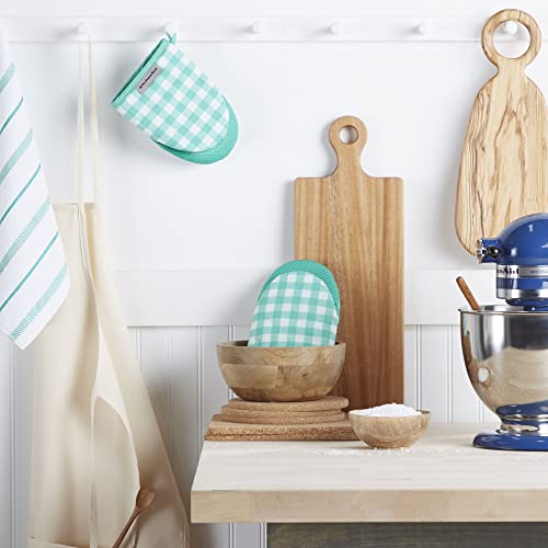 KITCHENAID ALBANY MINI OVEN MITT 2-SET SIZE: MEN 5.5"X8" WOMEN 5.5"X8" - AQUA - Brand New