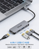 QGEEM USB C HUB, QGEEM 4-IN-1 USB C TO HDMI ADAPTER - GRAY - Like New