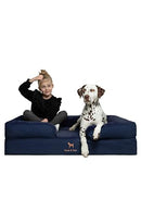 NOAH & PAW Large Dog Bed, Orthopedic Memory Cooling Foam (2X Base) - Denim Blue - Like New
