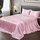 VONTY SATIN SHEETS QUEEN SIZE SILKY SOFT SATIN BED SHEETS PINK SHEET SET-PINK - Like New