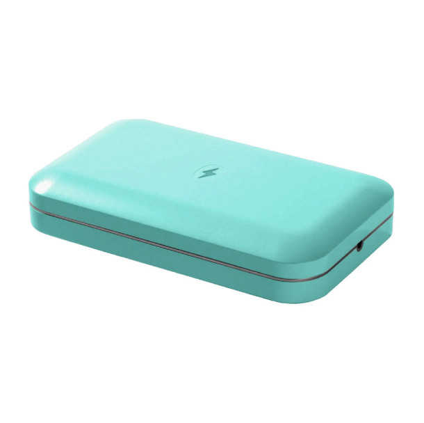 PHONESOAP 3 UV CELL PHONE SANITIZER DUAL UNIVERSAL CELL PHONE CHARGER BOX - AQUA Like New