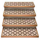 House Home Set 15 Attachable Carpet Stair Treads Moroccan Trellis Lattice Brown - Brand New