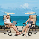 MONIBLOOM ZERO GRAVITY CHAIR, SET OF 2, FOLDING LOUNGER WITH CUP HOLDER - CREAM - Like New