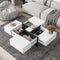 BITUMAN MODERN SQUARE COFFEE TABLE EXTENDABLE SLIDING TABLETOP WF305182AAK WHITE - Like New