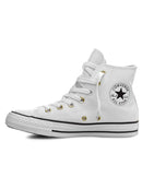 CONVERSE WOMENS STUDDED HIGH TOP CHUCK TAYLORS - SIZE: WOMEN 8 - WHITE - 547266C - Like New