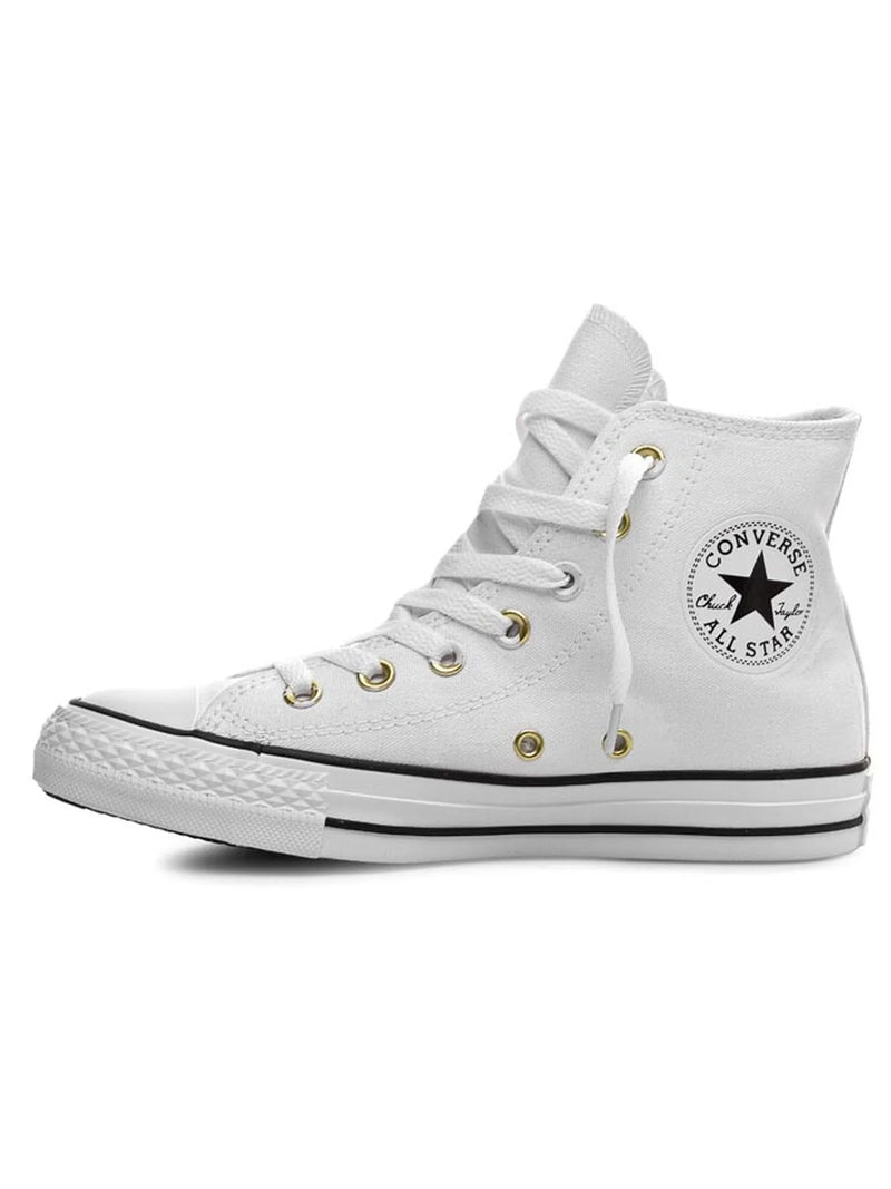 CONVERSE WOMENS STUDDED HIGH TOP CHUCK TAYLORS - SIZE: WOMEN 8 - WHITE - 547266C - Like New